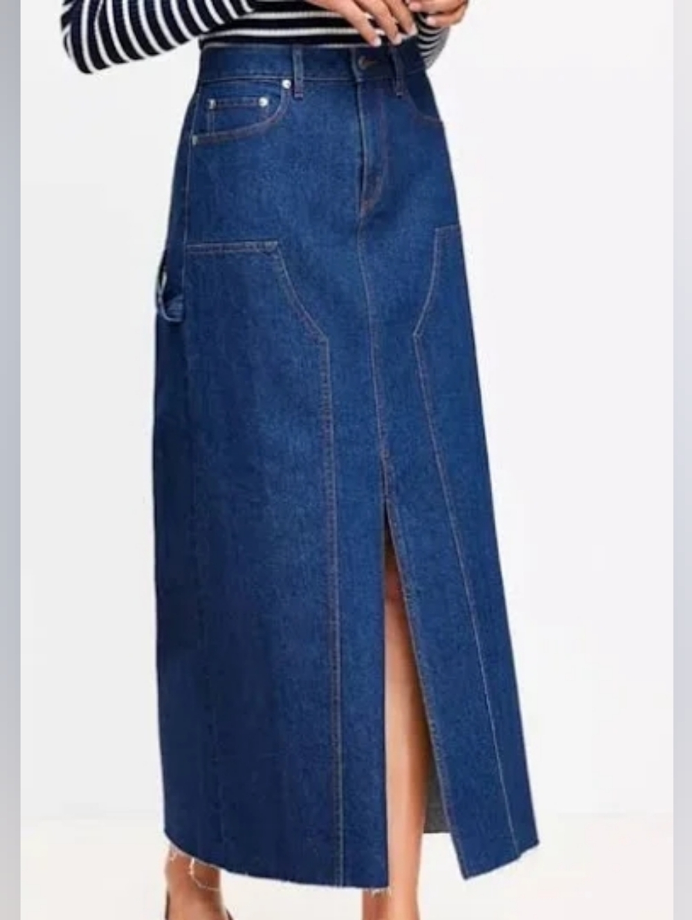 Loft Utility Denim Maxi Skirt 12 Petite